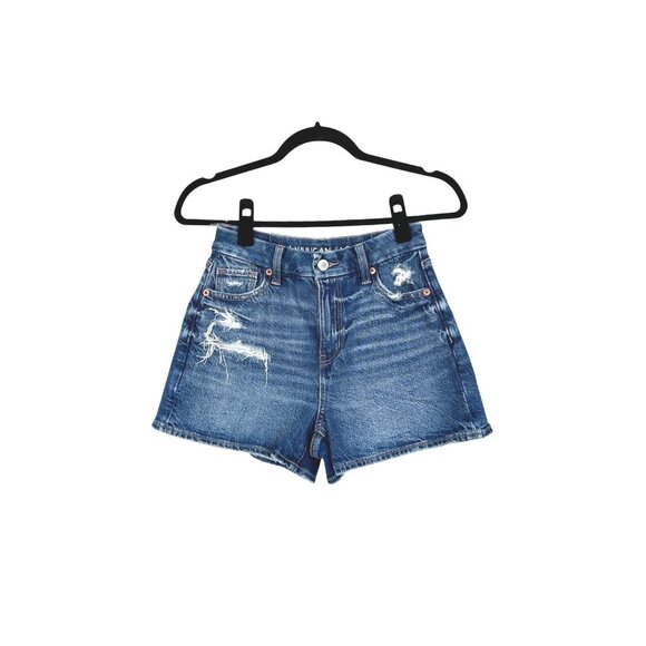 American Eagle Strigid Curvy Ripped Denim Mom Short - Picture 1 of 5